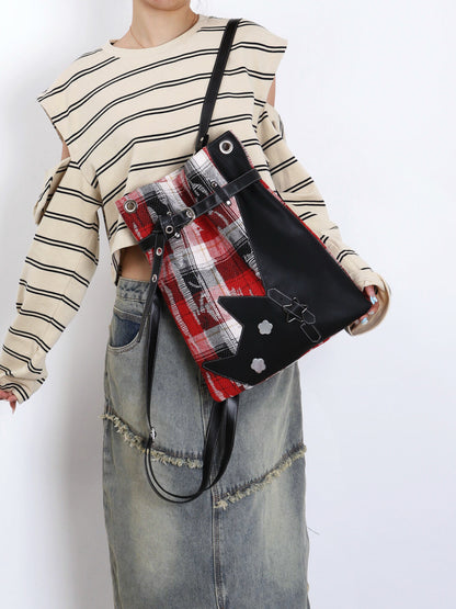 Retro Plaid PU Cat Backpack