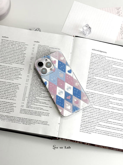 Artistic Metallic Luster Heartbeat Rhombus Phone Case IMD-SSL
