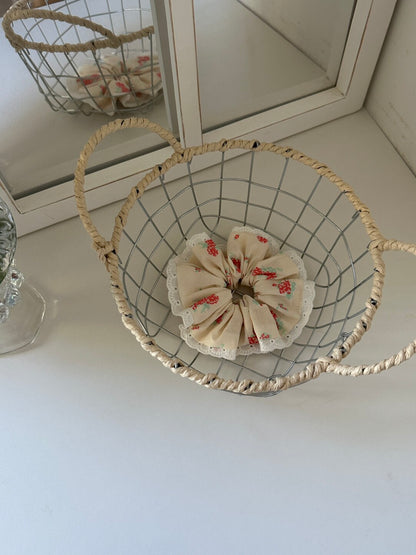 Vintage Rose Print Lace Scrunchie | other accessories | Three Fleas