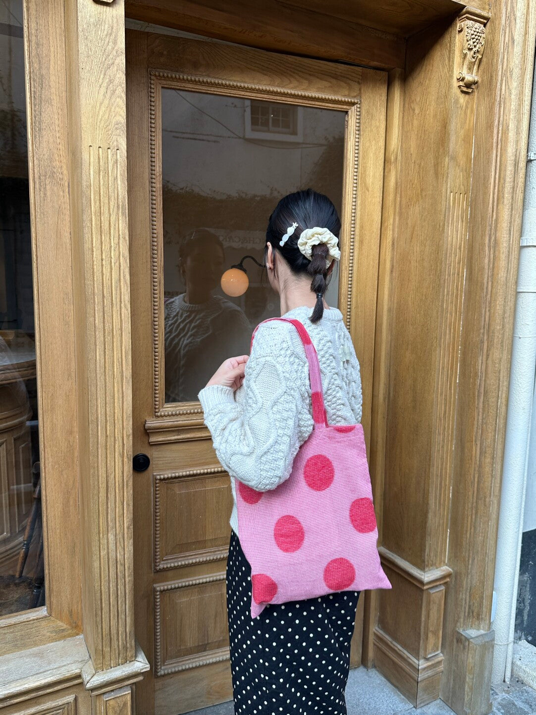 Red Polka Dot Tote Bag & Scrunchie Set | bag | Three Fleas