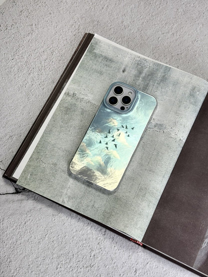 Artistic Metallic Luster Flying Birds Phone Case Chinoiserie IMD-SSL
