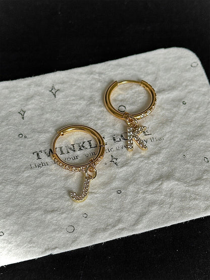 Letter Earrings,Gold two different letters [Note letters],Lumivault.