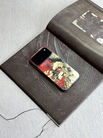Artistic Metallic Luster Crimson & Gold Floral Phone Case Chinoiserie IMD-SSL