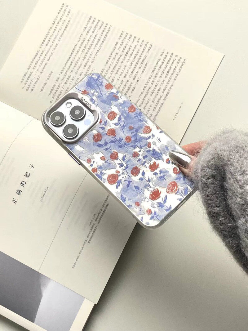 Metallic Rose Poem Oil Paint Phone Case Artistic Floral IMD-SSL
