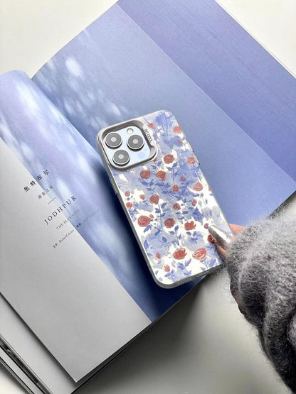 Metallic Rose Poem Oil Paint Phone Case Artistic Floral IMD-SSL