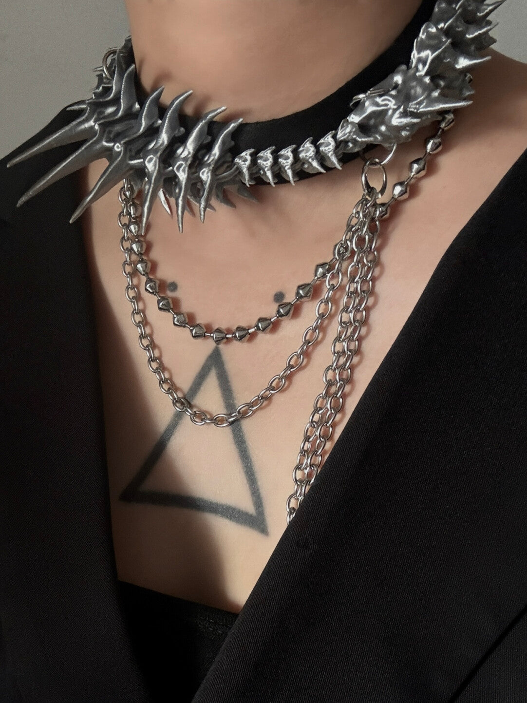 Vertebrae Hand Tie Necklace,Layered Detachable Chain Combinations(Please Note the Color) / Single Necklace / 1,Lumivault.