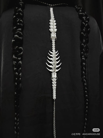 Spine Cascade Necklace,Black,Lumivault.