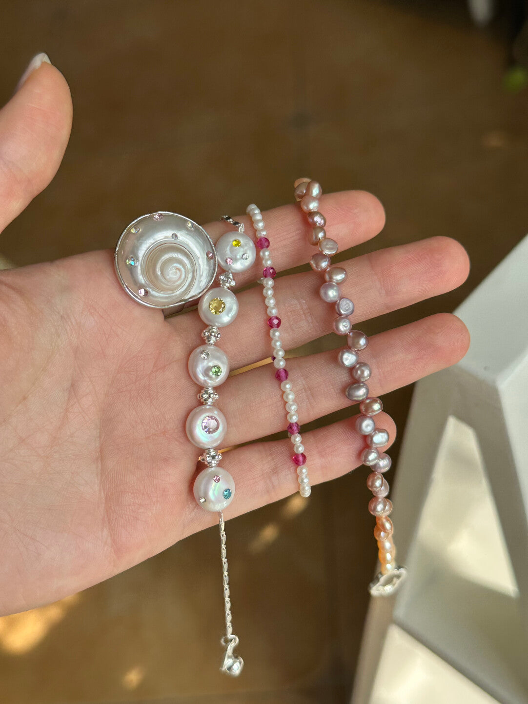 Rainbow Candy Story Zircon Baroque Pearl Bracelet