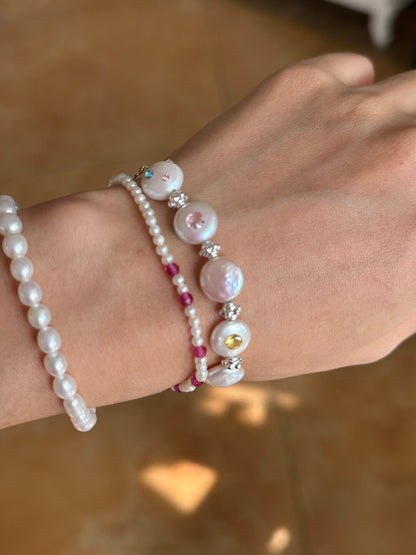 Rainbow Candy Story Zircon Baroque Pearl Bracelet