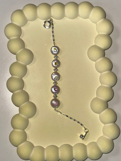 Rainbow Candy Story Zircon Baroque Pearl Bracelet