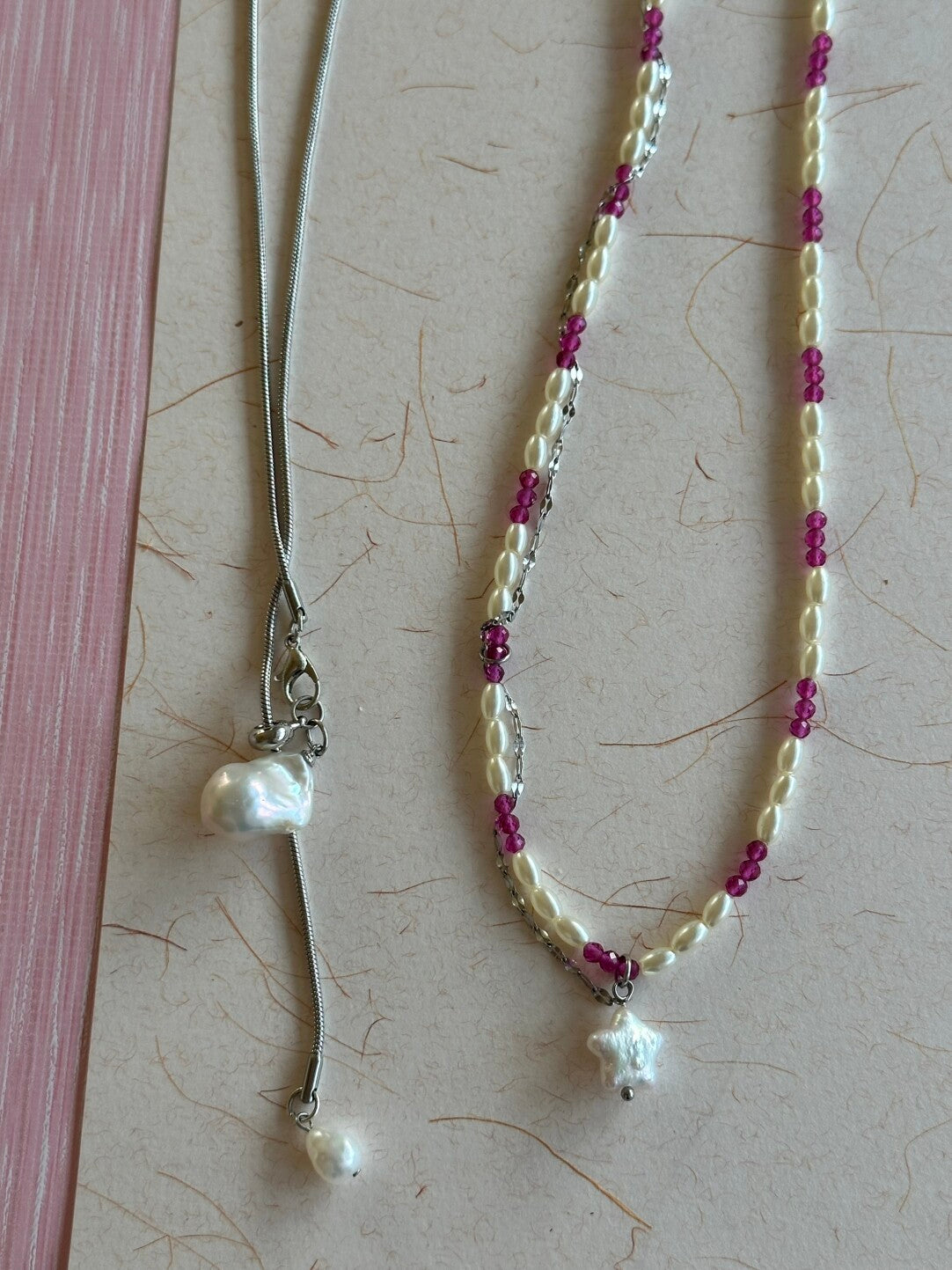 Ruby Stars Baroque Pearl Beaded Necklace