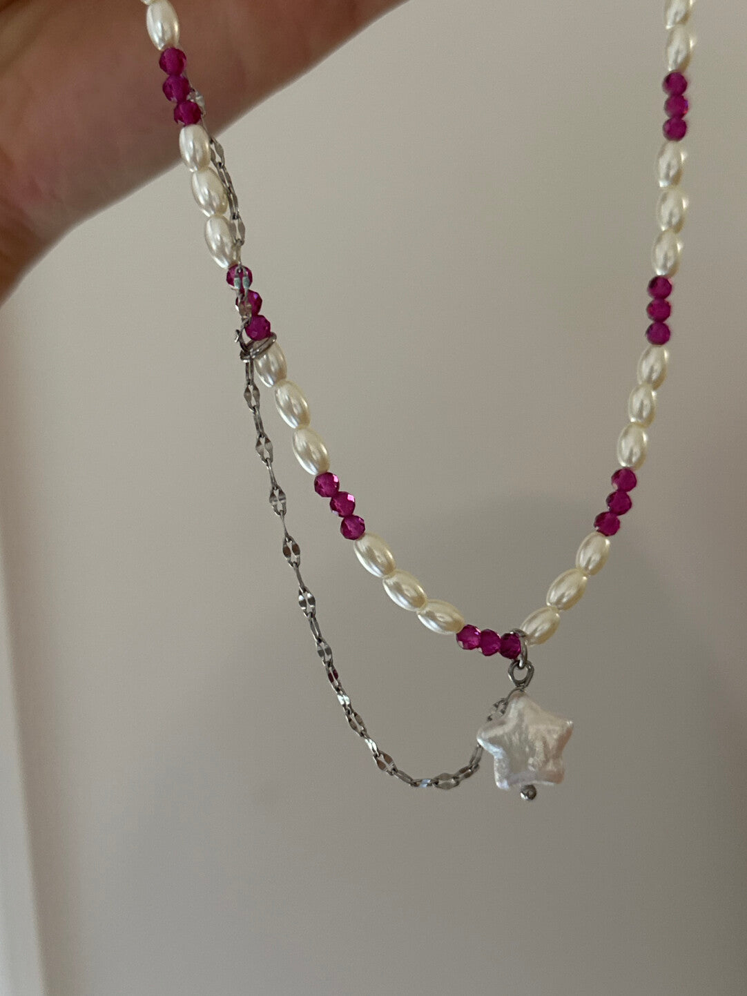 Ruby Stars Baroque Pearl Beaded Necklace