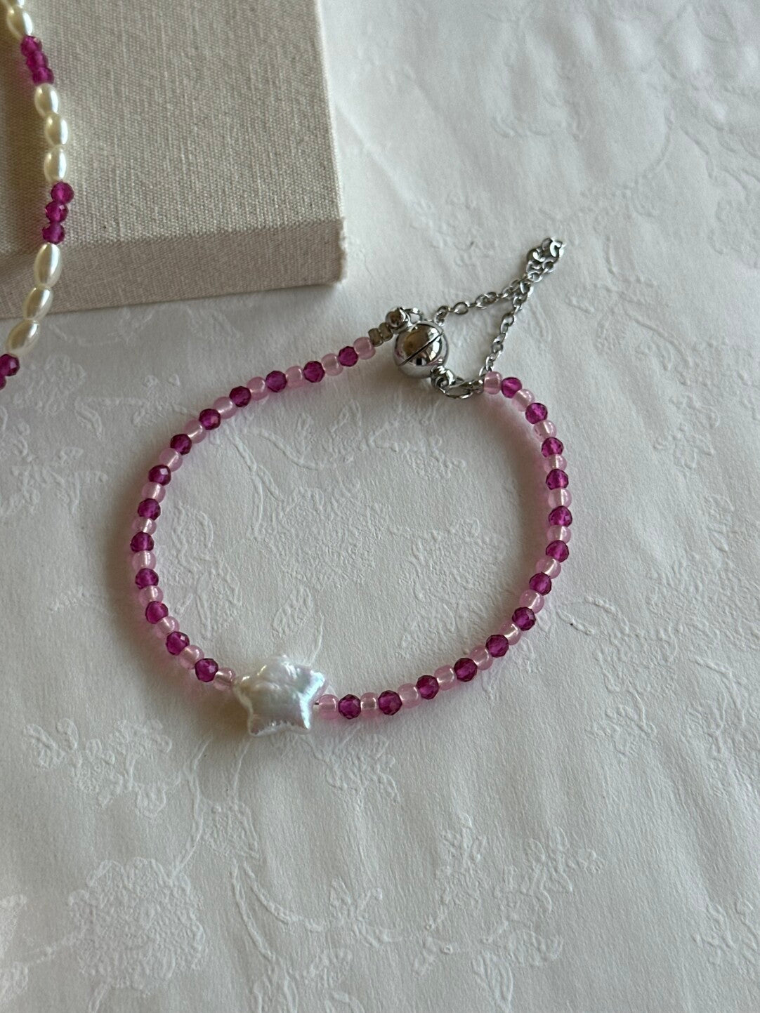 Ruby Stars Baroque Pearl Beaded Necklace