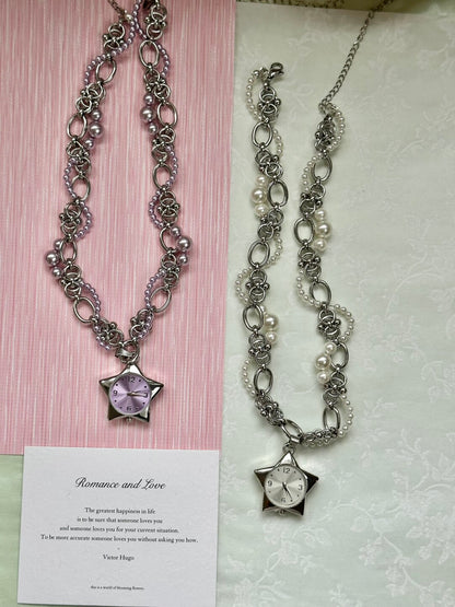 Retro Twinkle Stars Baroque Pearl Necklace