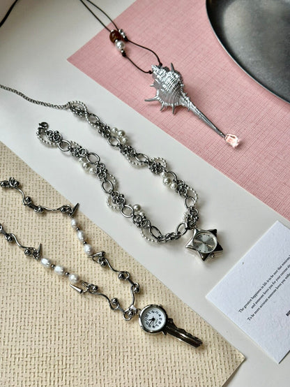 Retro Twinkle Stars Baroque Pearl Necklace