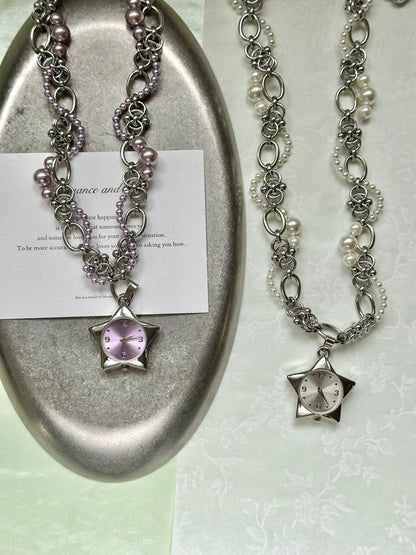 Retro Twinkle Stars Baroque Pearl Necklace