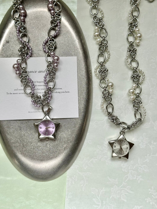 Retro Twinkle Stars Baroque Pearl Necklace