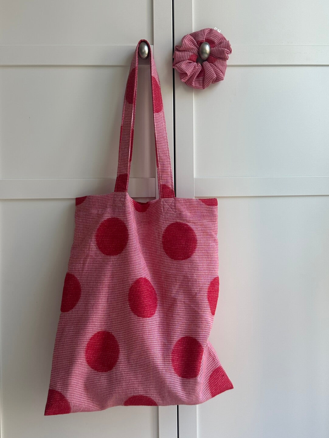 Red Polka Dot Tote Bag & Scrunchie Set | bag | Three Fleas