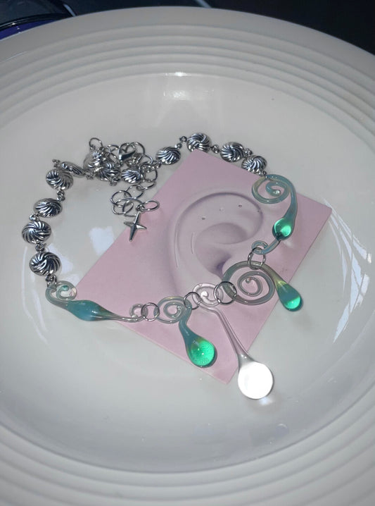 Dew And Plant Glass Necklace | necklace | Three Fleas