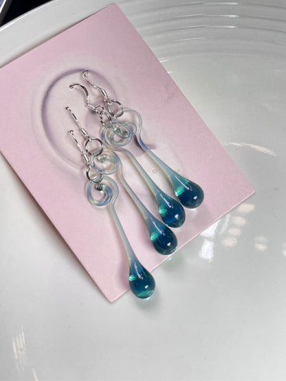 Handmade Glass Spiral Teardrop Earrings | earrings | Three Fleas