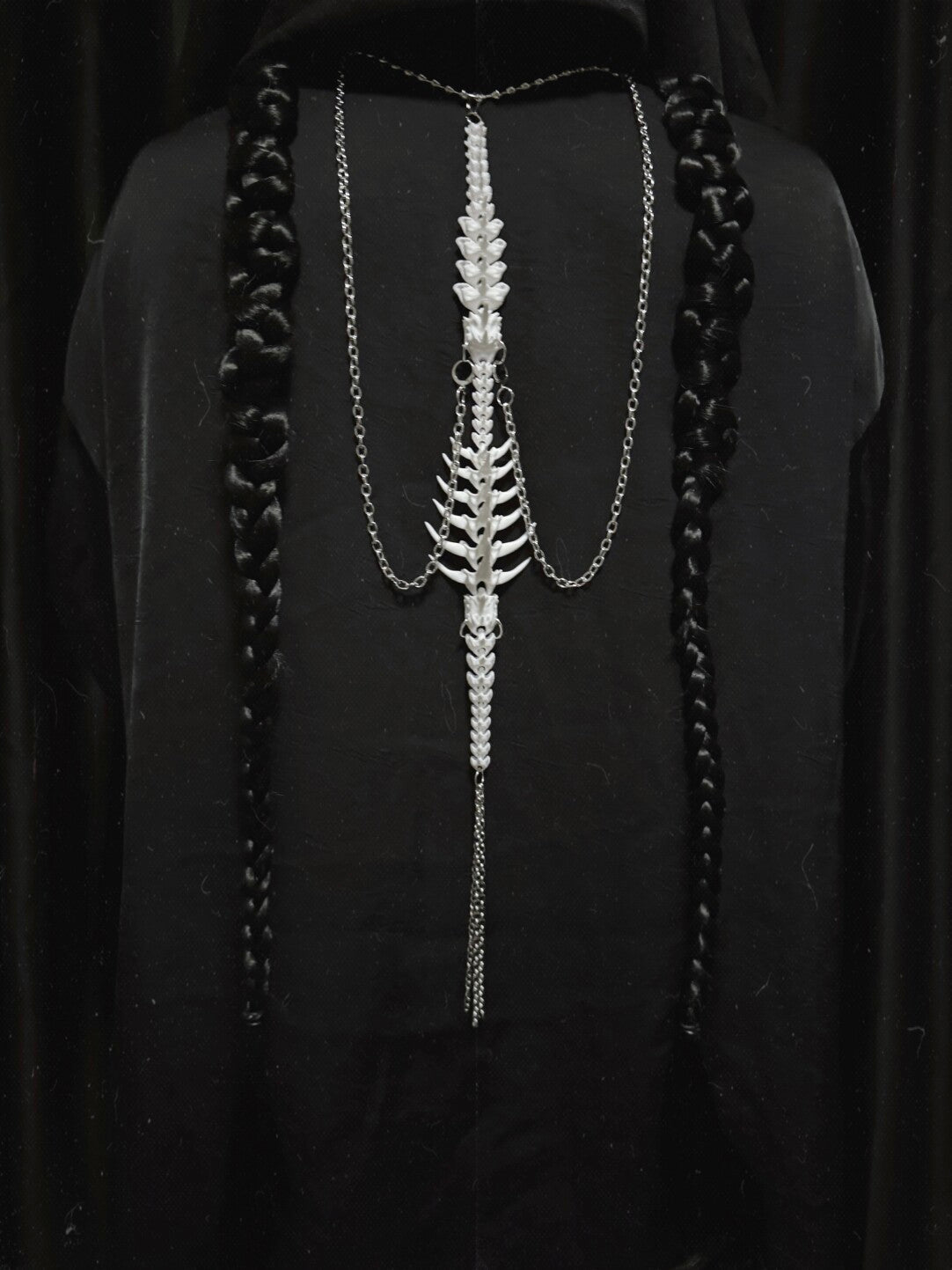 Spine Cascade Necklace,White + Detachable Vertical Chain,Lumivault.