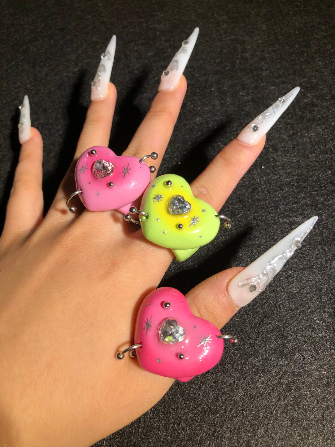 Sparkling Heart Open Ring