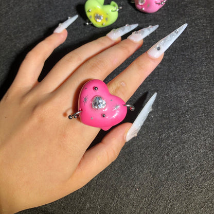 Sparkling Heart Open Ring