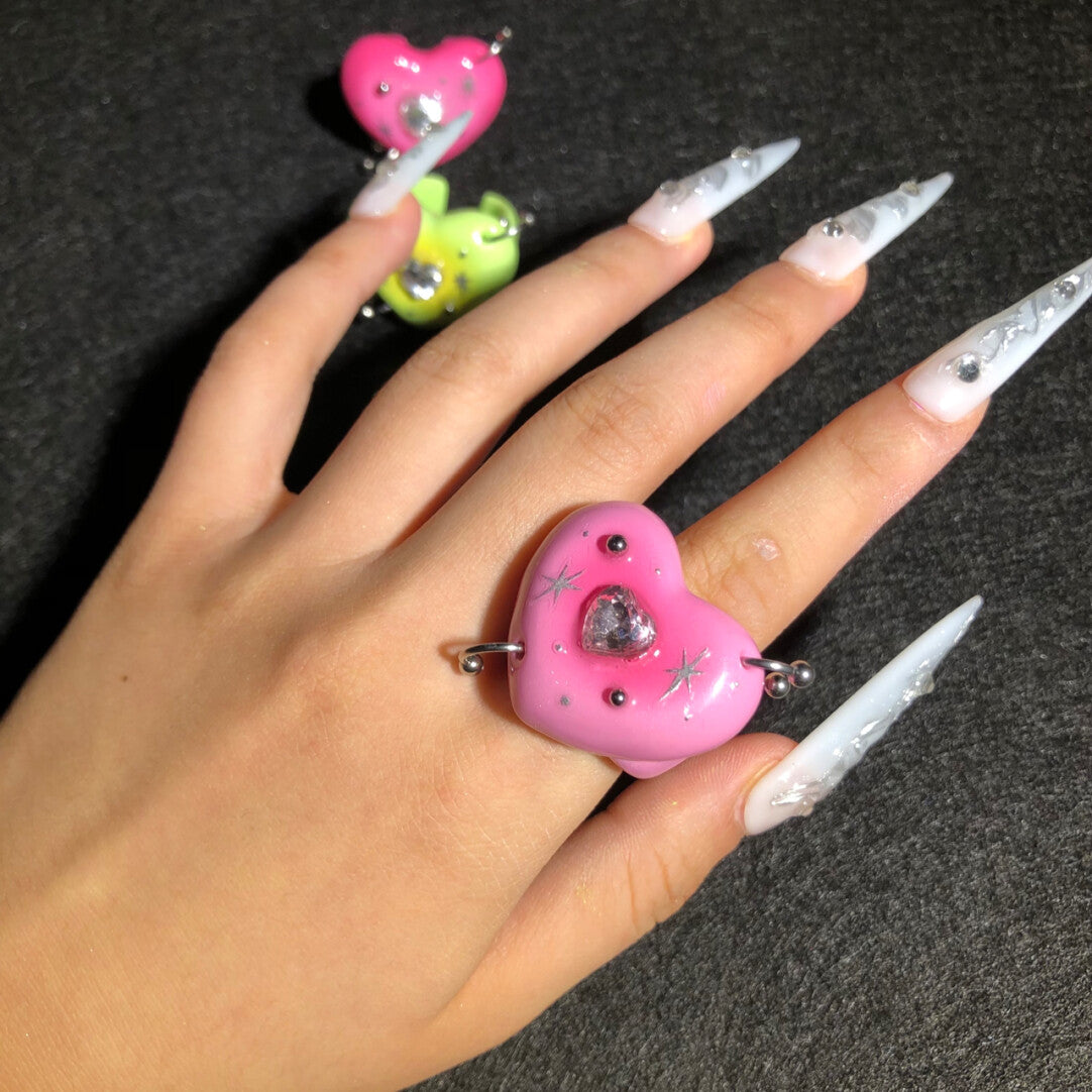 Sparkling Heart Open Ring