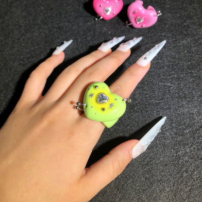 Sparkling Heart Open Ring