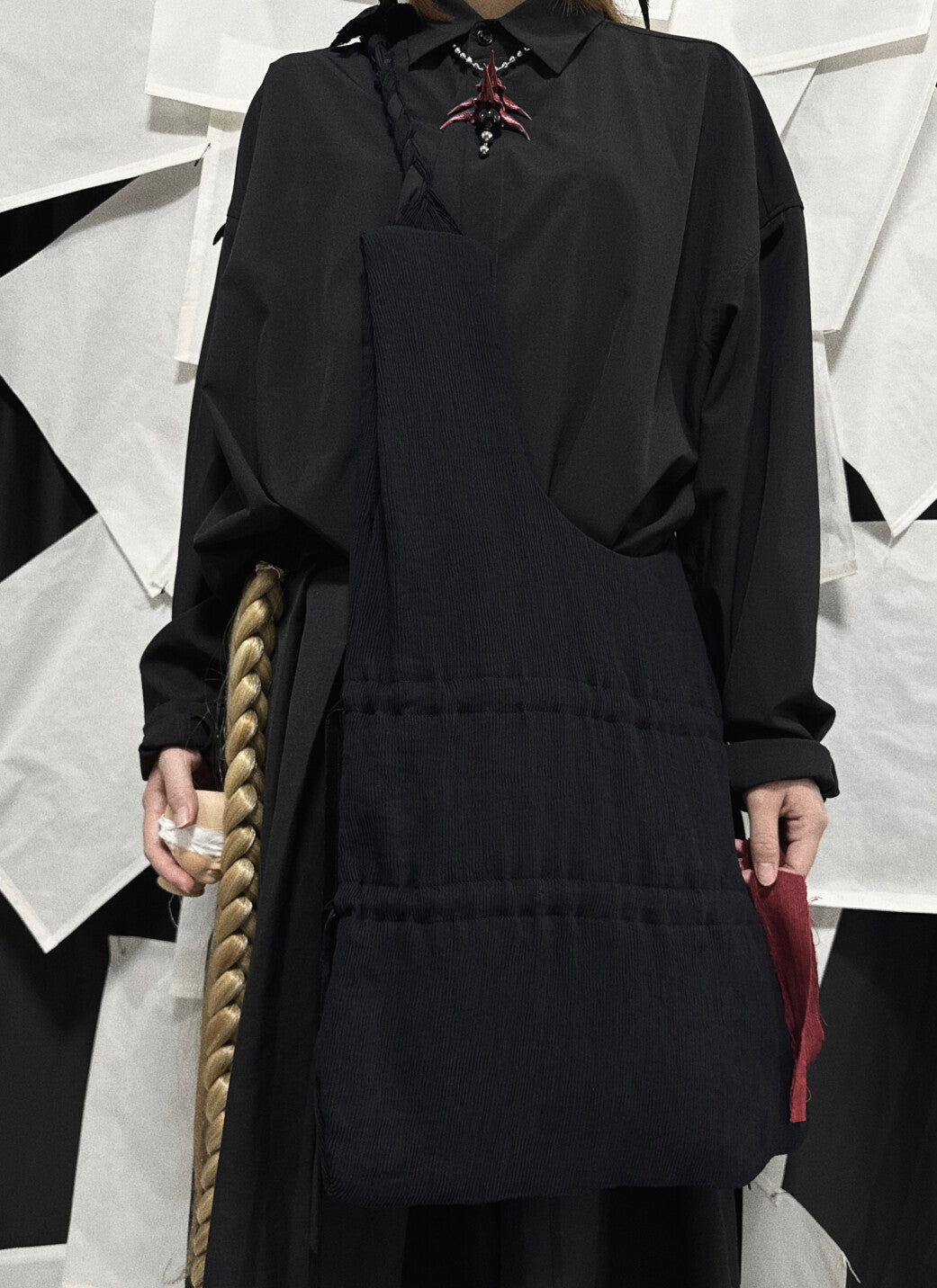 Handmade Braids Pleated Fabric Tied Knot Shoulder Bag