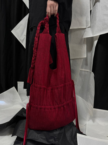 Handmade Braids Pleated Fabric Tied Knot Shoulder Bag