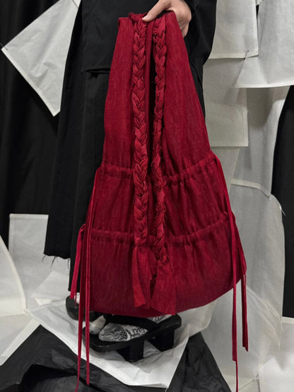 Handmade Braids Pleated Fabric Tied Knot Shoulder Bag