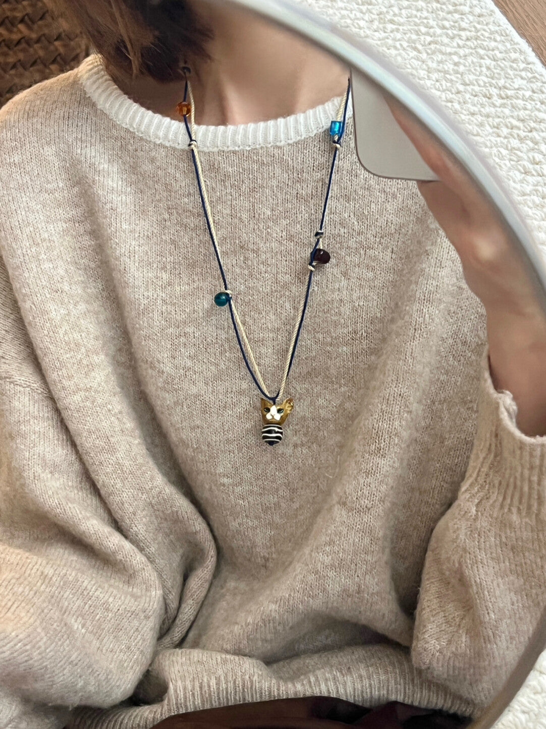 Hairless Cat Natural Stone Necklace