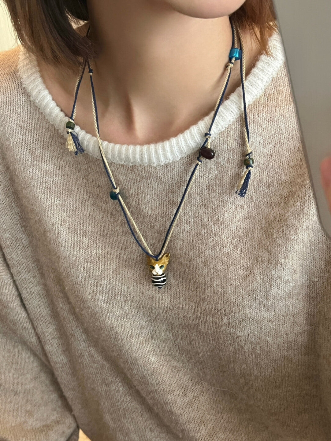 Hairless Cat Natural Stone Necklace