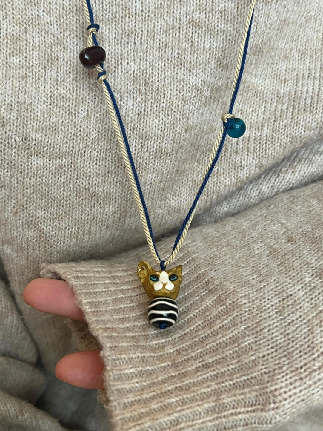 Hairless Cat Natural Stone Necklace