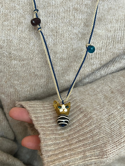 Hairless Cat Natural Stone Necklace