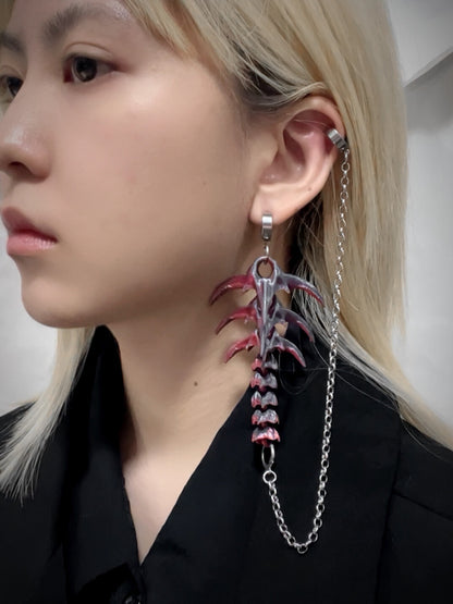 Link & Bone Single Earring,Red / Stud,Lumivault.