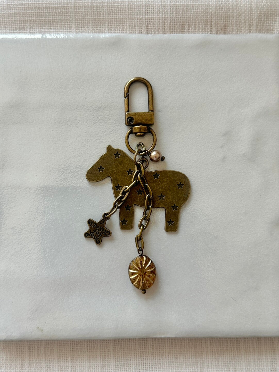 Vintage Dala Horse Star Bag Charm