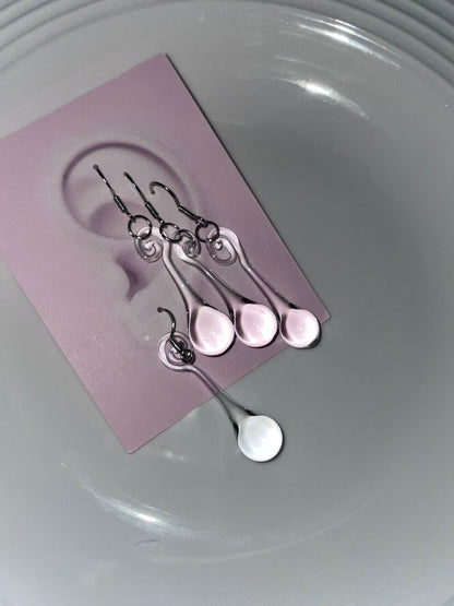 Handmade Clear Glass Spiral Teardrop Earrings | earrings | Three Fleas