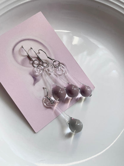 Handmade Clear Glass Spiral Teardrop Earrings | earrings | Three Fleas
