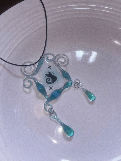 Handmade Cat Magic Mirror Glass Pendant Necklace | necklace | Three Fleas