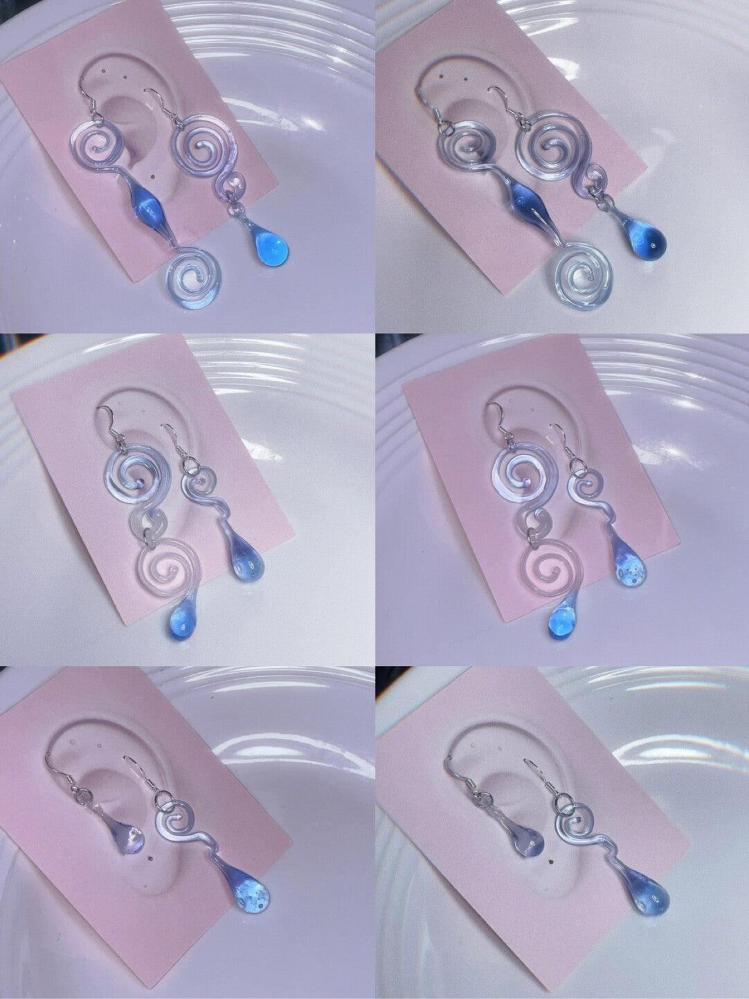 Ethereal Blue Swirl & Teardrop Resin Earrings | earrings | Three Fleas