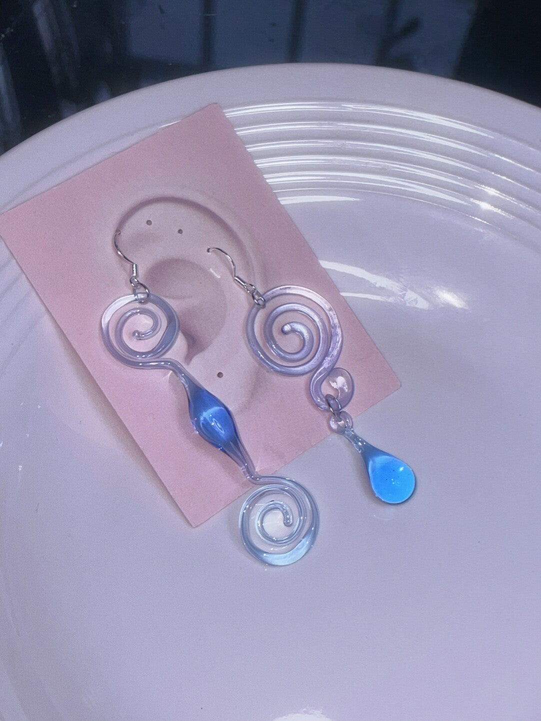 Ethereal Blue Swirl & Teardrop Resin Earrings | earrings | Three Fleas