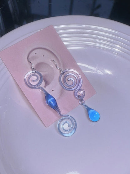 Ethereal Blue Swirl & Teardrop Resin Earrings | earrings | Three Fleas