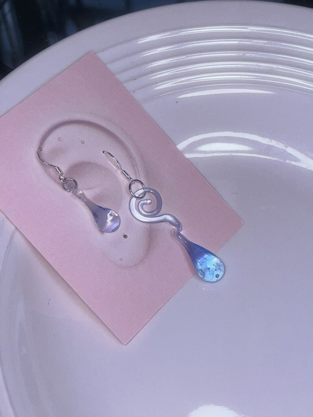Ethereal Blue Swirl & Teardrop Resin Earrings | earrings | Three Fleas