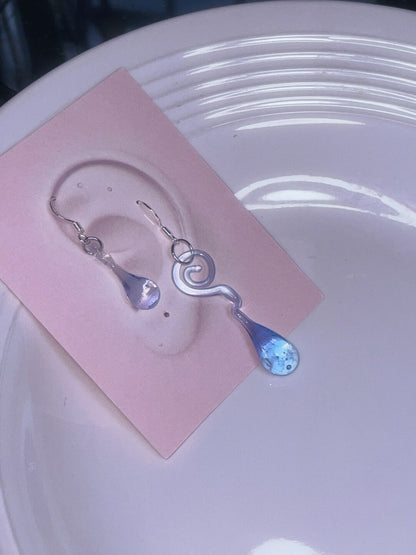 Ethereal Blue Swirl & Teardrop Resin Earrings | earrings | Three Fleas