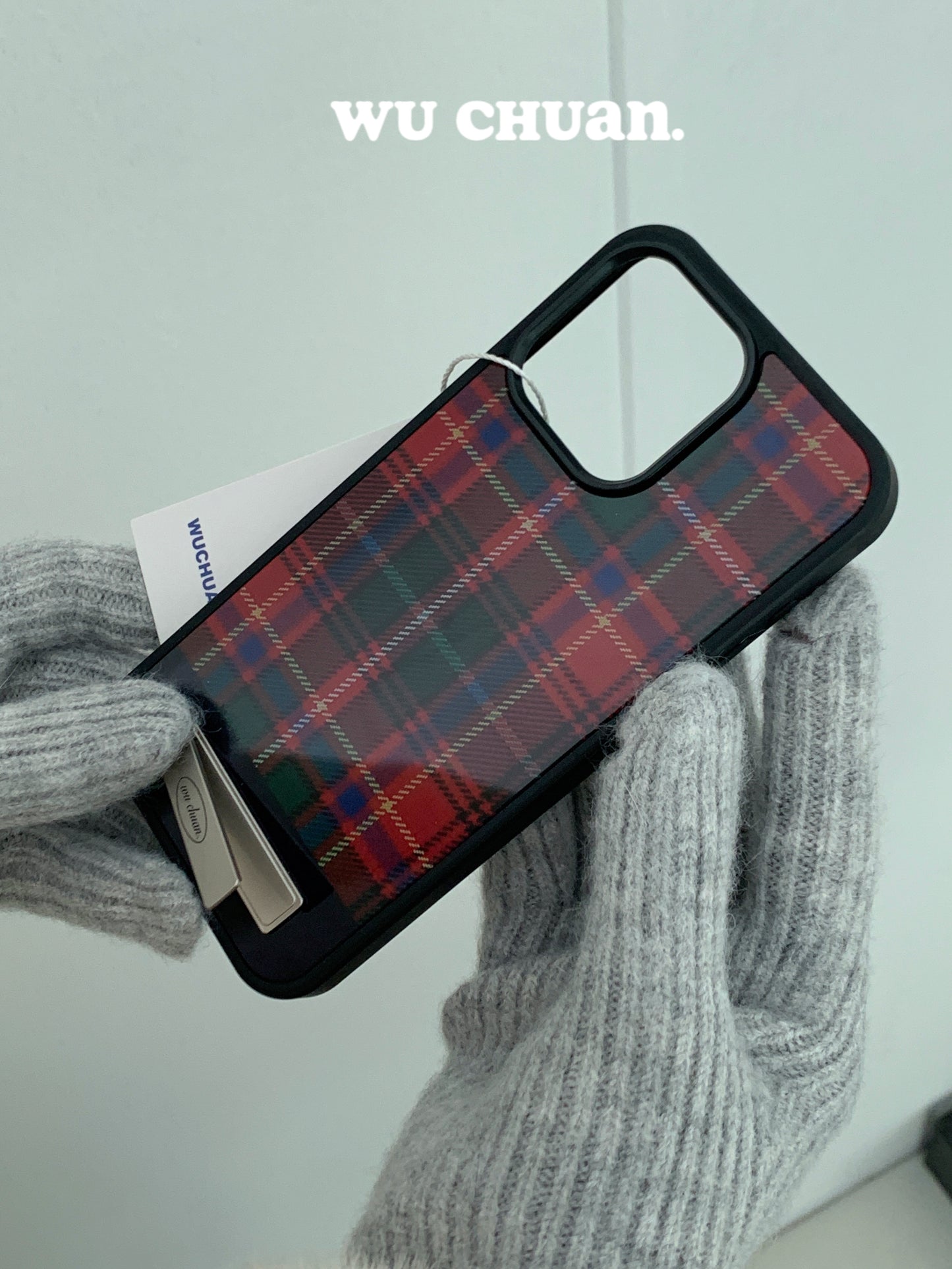 Red Plaid Phone Case with Stand