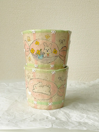 Playful Garden Hand-Painted Ceramic Cup