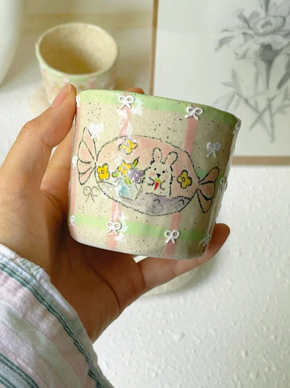 Playful Garden Hand-Painted Ceramic Cup