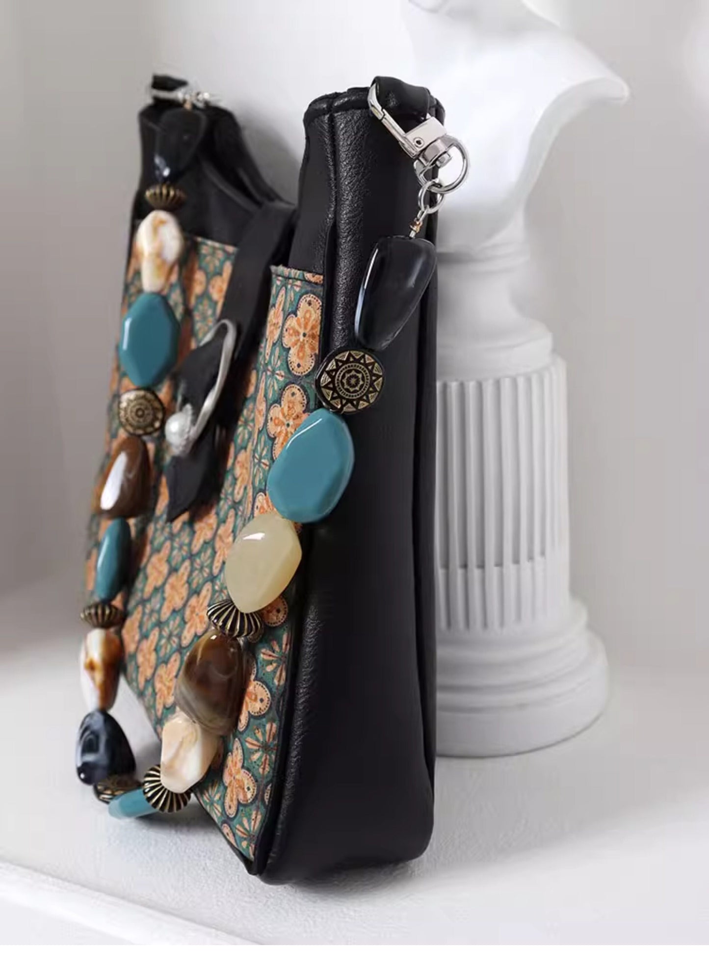 Vintage Floral Chinoiserie Shoulder Bag | bag | Three Fleas